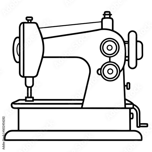 Vintage sewing machine illustration, a classic tool for tailoring and garment creation