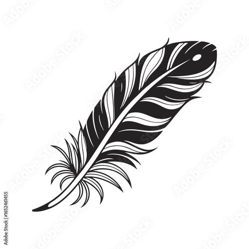 Feather icon set. Black bird quill silhouettes. Vector collection of different plume shapes in flat design style. Lightweight, elegant, flight concept Feather and ink feather set vector icons.