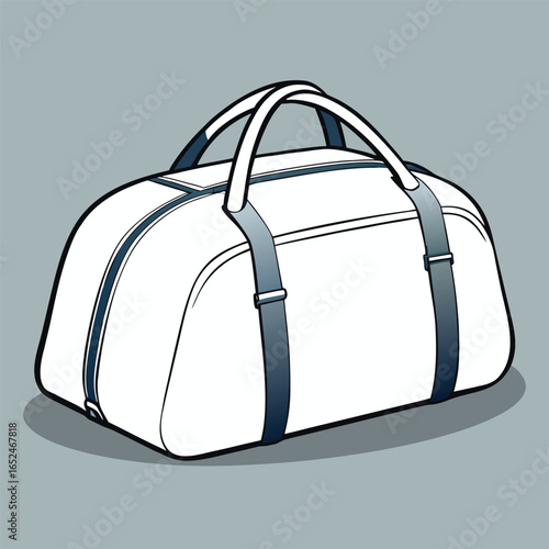 Stylish white duffel bag for travel and gym use perfect for carrying essentials and accessories , bag mockup