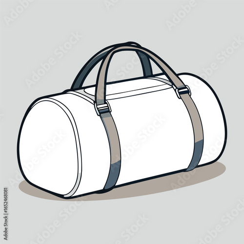 White duffel bag travel gear gym bag luggage accessory fashion design for sports and weekend trips , bag mockup