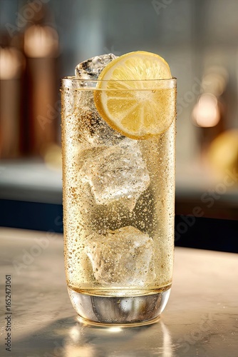 Refreshing Lemon Highball Cocktail with Ice