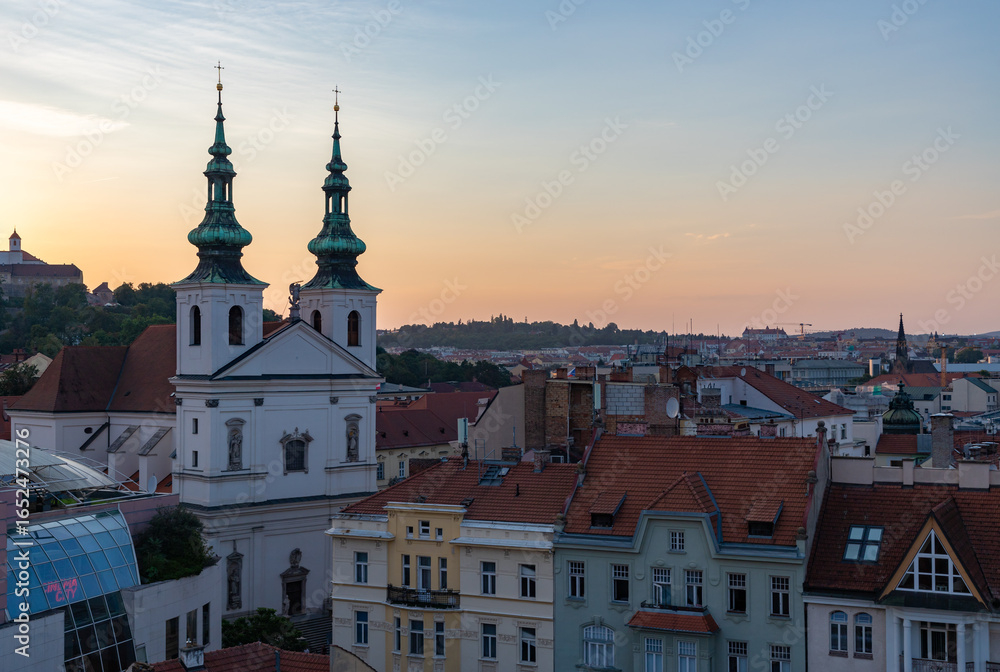 Obraz premium Saint Michael Church in Brno at Sunset