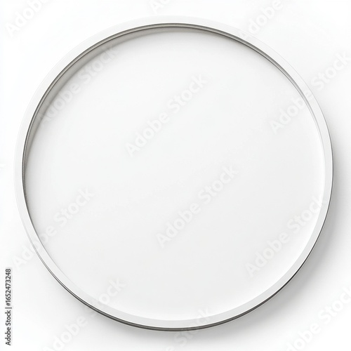 White Circular Shape on White Background Minimalist Design
