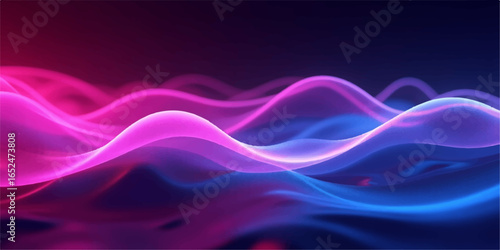 Wallpaper Mural Abstract design featuring dynamic purple and blue waves of light and smoke on a dark background Torontodigital.ca