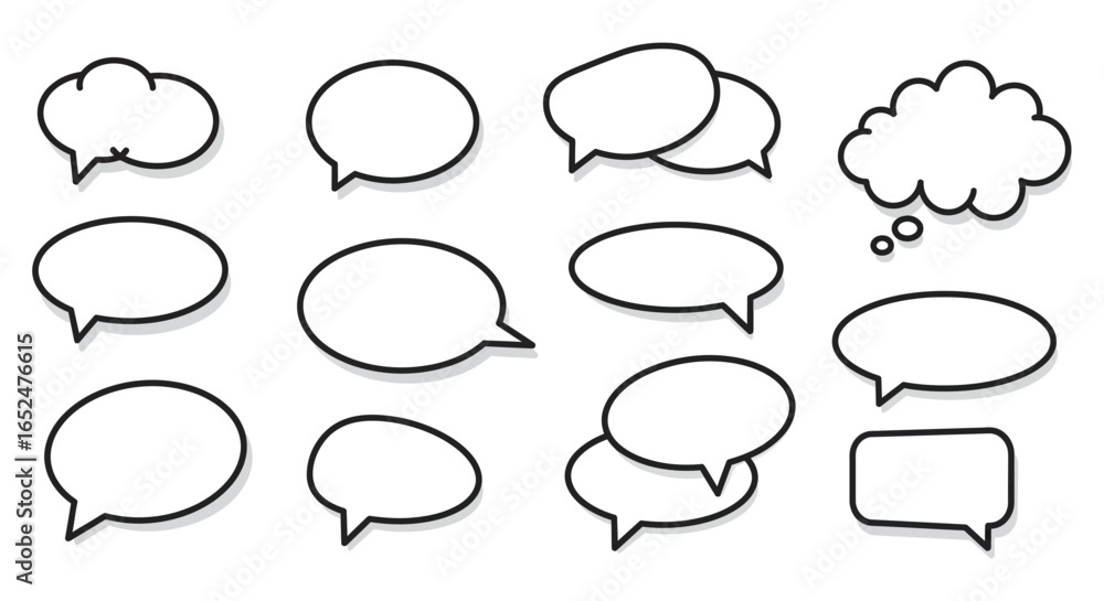 Fototapeta premium Set of Hand Drawn Speech Bubbles for Communication and Design Elements