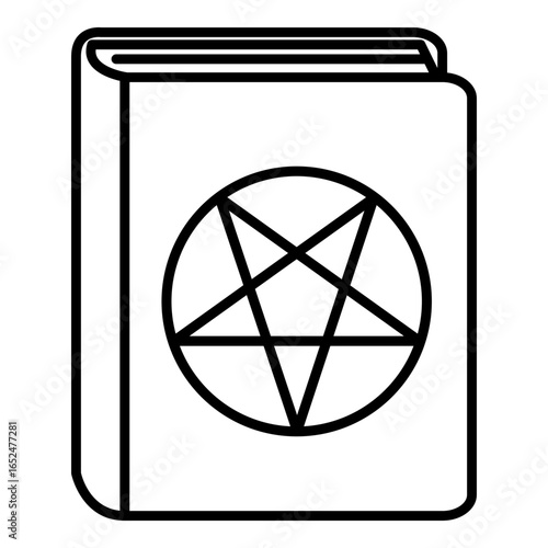 Vector Single Line Icon - Magic Book with Spells