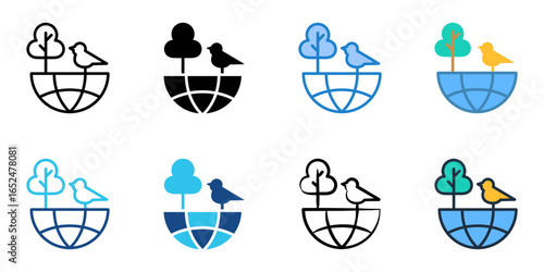 Biodiversity Conservation icon set multiple style collection 
