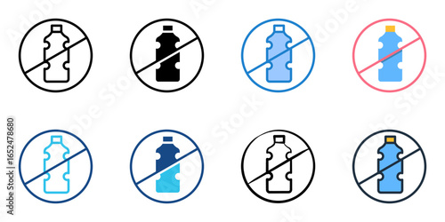 Plastic Free Initiative icon set multiple style collection 
