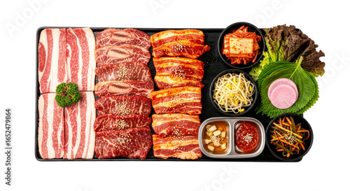 transparent background bbq meat platter isolated korean grill cuts for design