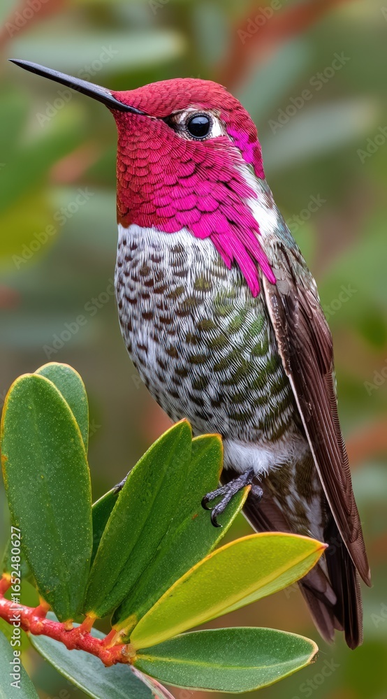 Obraz premium Anna's hummingbird perched on plant stem