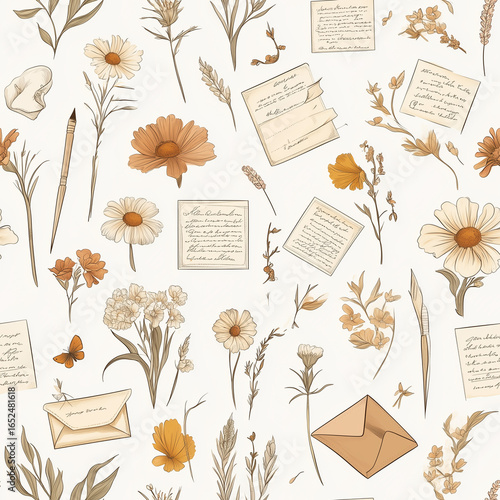 vintage card with floral elements