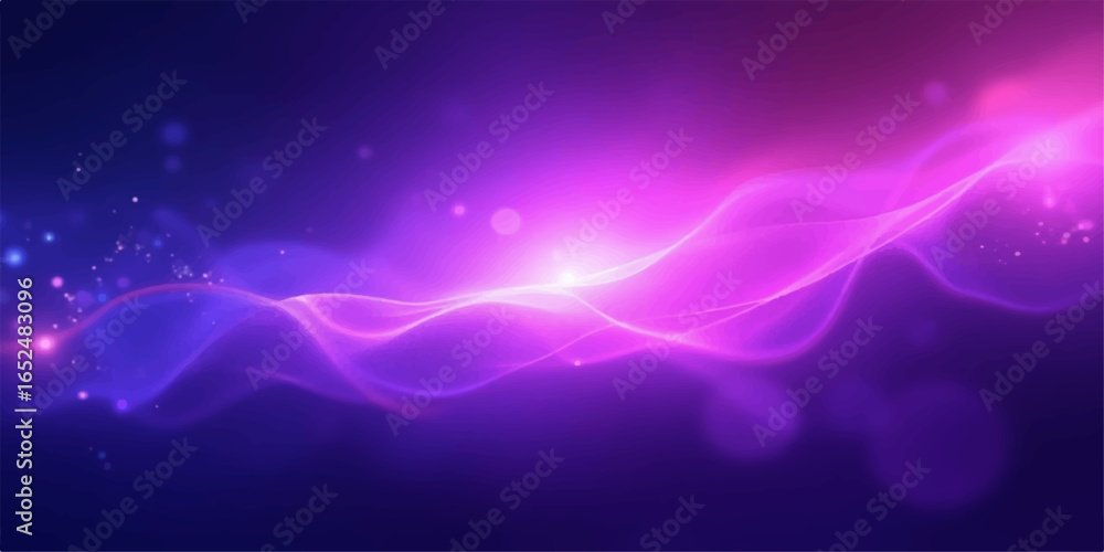 Fototapeta premium Abstract purple and blue lights glow with a flowing wave design