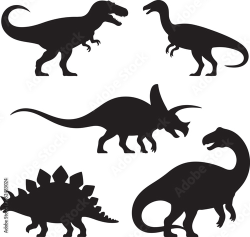 Dinosaur Silhouettes Tyrannosaurus Rex Triceratops Stegosaurus Brontosaurus prehistoric ancient