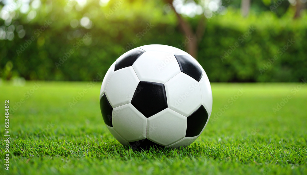 Fototapeta premium Soccer Ball with Grass Negative Space