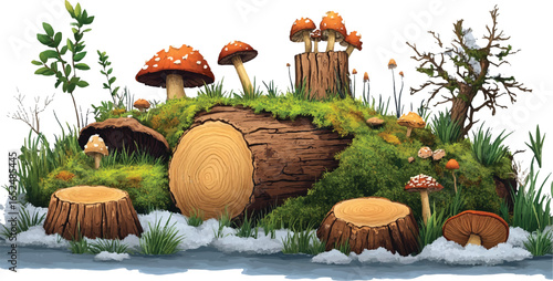  Fairy Garden on a Fallen Tree
