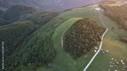 South Peak Grassland Camping Aerial Photography