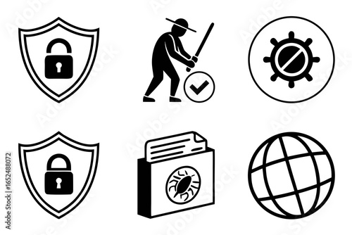 Security and antivirus icons isolated on white background for your project