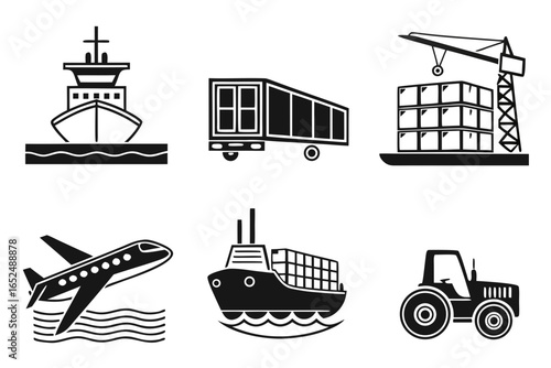 Illustration of various modes of transportation isolated on white background