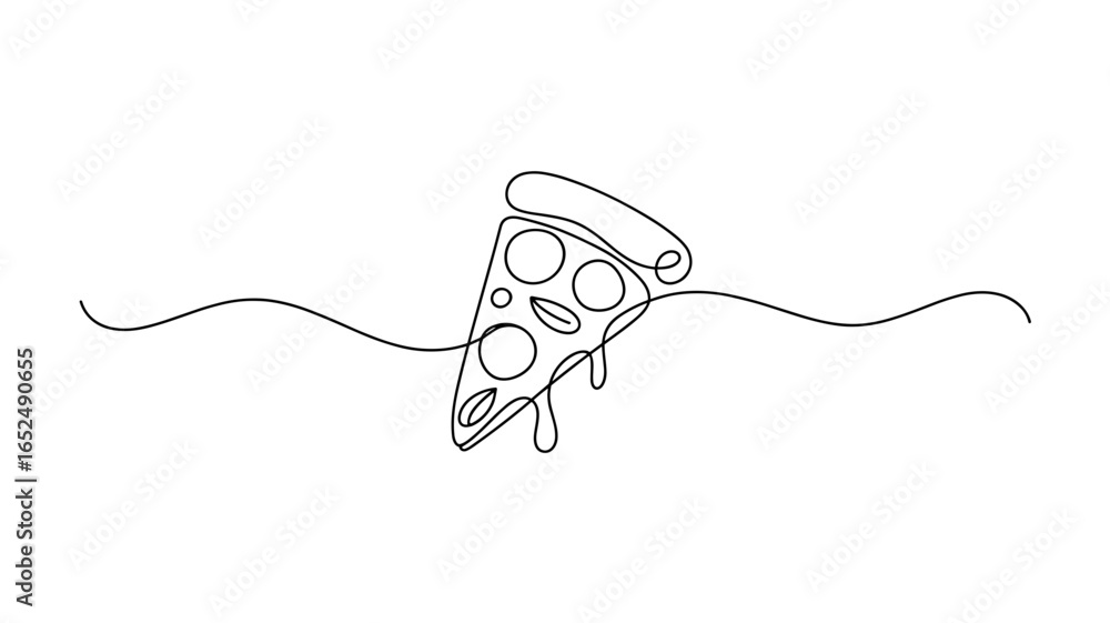 Obraz premium Pizza slice continuous line vector illustration
