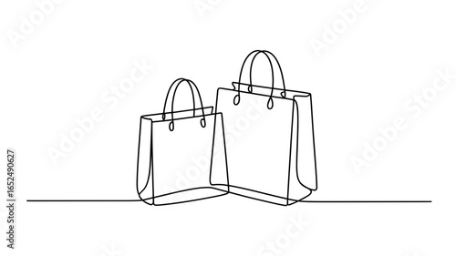 Shopping bags continuous line drawing vector illustration