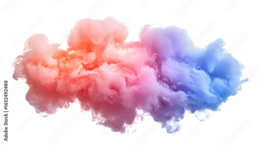 Fototapeta premium Abstract Colorful Red Blue Smoke Cloud Isolated on White Background