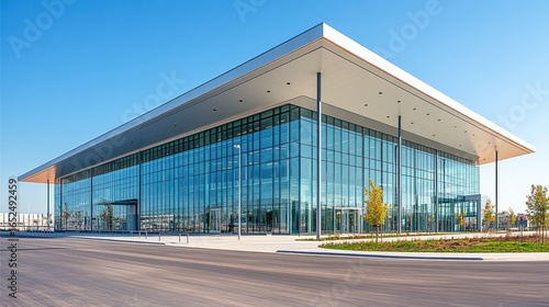 Wallpaper Mural Modern glass office building under a wide canopy Torontodigital.ca