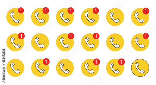 Vector Icons Set of Relentless Missed Call Alerts A Seamless Pattern of Phone Icons. Vector Illustrations. EPS Editable