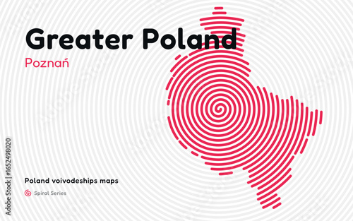 Spiral Vector Map of Greater Poland Voivodeship with Poznań in the Center