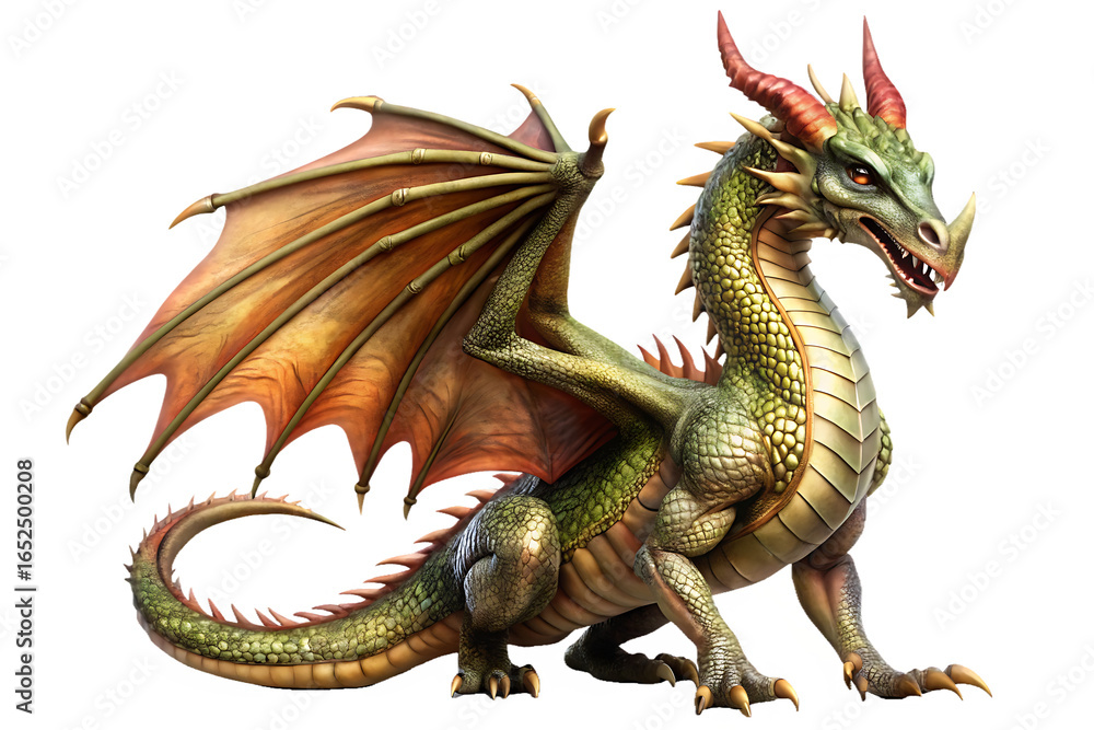 Obraz premium Fantasy dragon isolated on white background, PNG.AI Generated.
