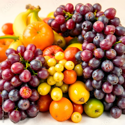A vibrant and colorful pile of assorted fruits