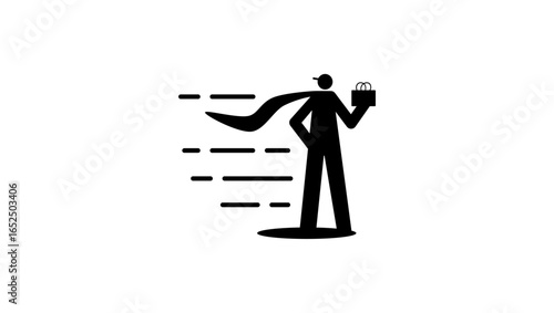 fast delivery symbol, black isolated silhouette
