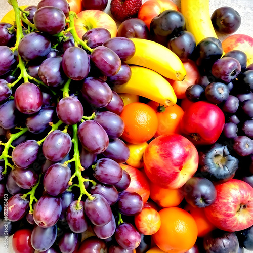 A vibrant and colorful pile of assorted fruits
