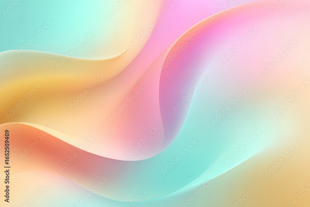 Fototapeta premium Abstract Soft Pastel Gradient Background with Smooth Pink, Gold, Peach, and Light Blue Transitions in Clean Minimal Vector Style