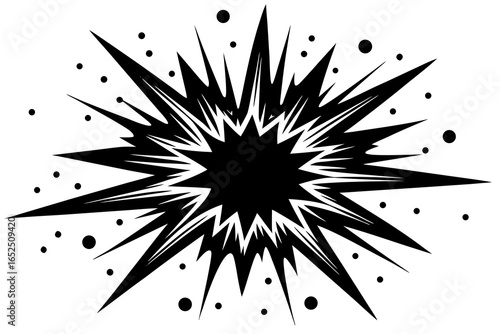 Black and White Explosion Effect with Sharp Edges and Dots