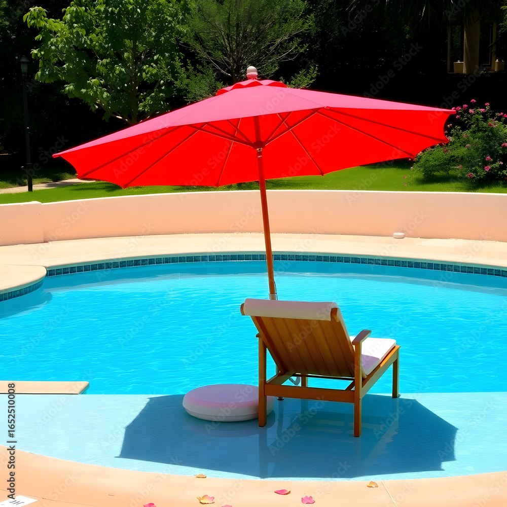 Fototapeta premium A sundrenched swimming pool is surrounded