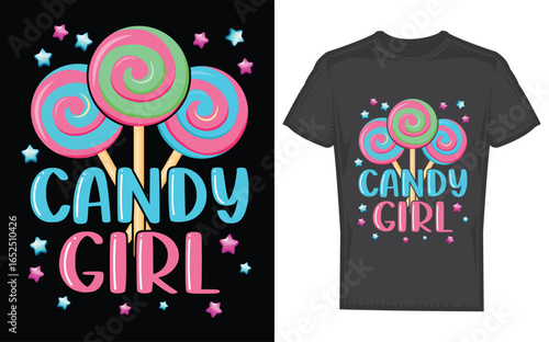 Cute Cat Girl with Lollipop Playful Cartoon Design for Children s Products