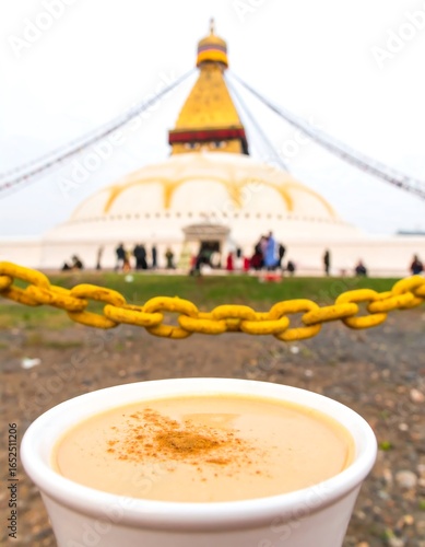 Drink in front of stupa
