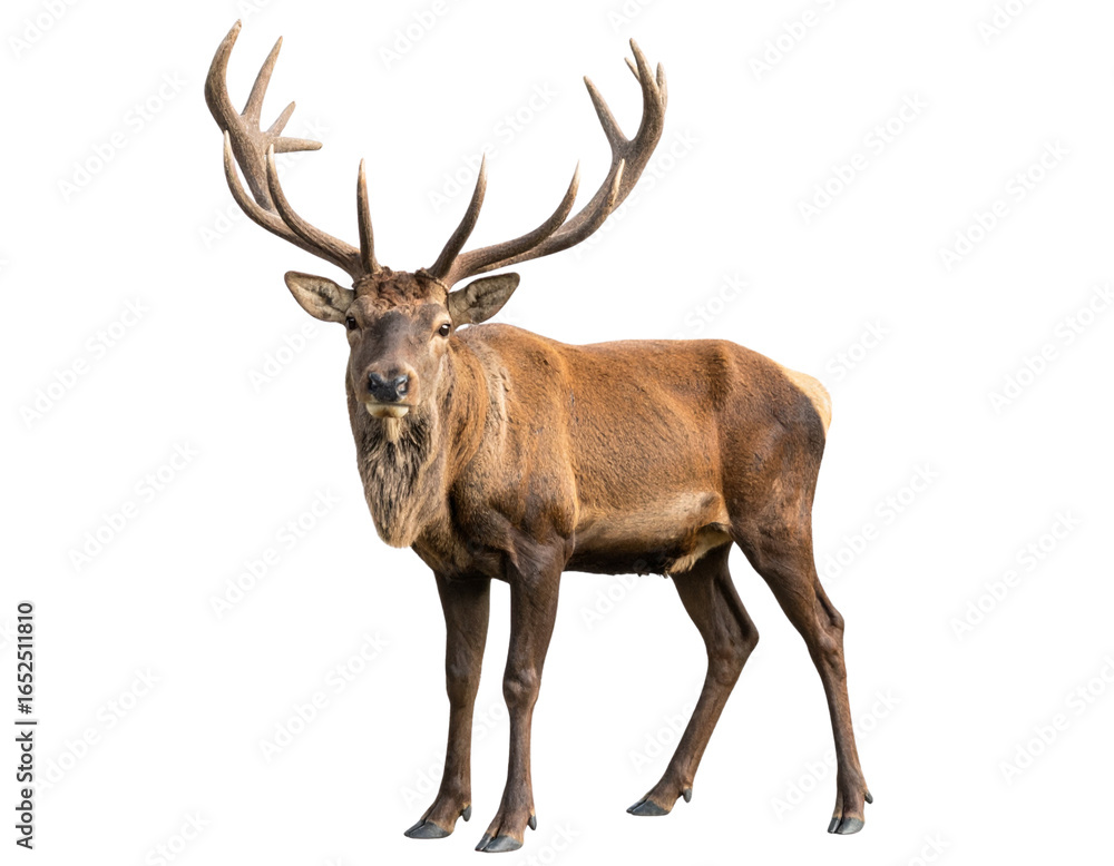 Fototapeta premium A clean reindeer silhouette in mid-leap, black flat vector style with visible antlers, modern minimal design, isolated on transparent background.