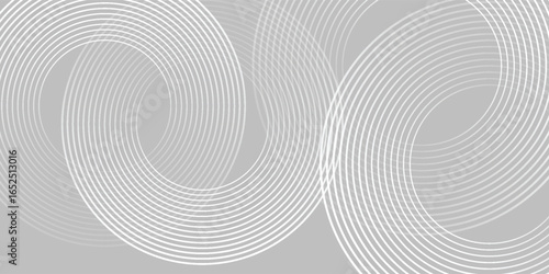 Abstract white glowing geometric lines on gray background. Modern shiny blue circle lines pattern. Futuristic technology concept modern