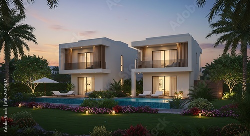 Vibrant villa with contemporary landscaping in Dubai
