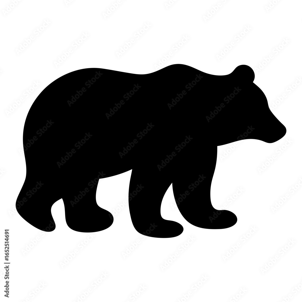 Fototapeta premium Silhouette of a bear walking against a white background artwork display