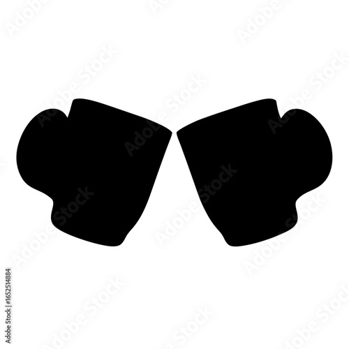 Silhouette of two coffee mugs clinking together celebrating an event or occasion