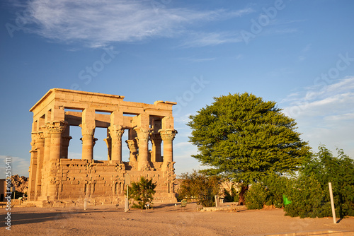 A view of the kiosk of the Roman emperor Trajan on the island of Philae, Egypt