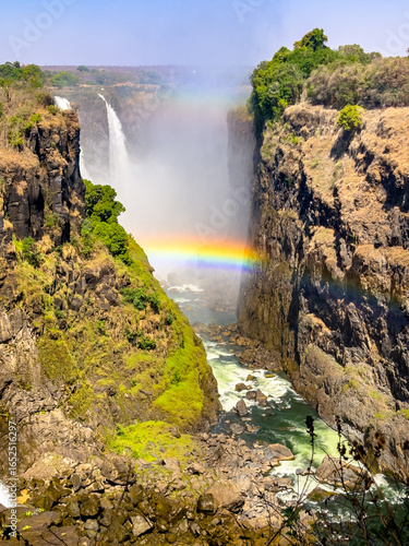Bild auf Leinwand View of Victoria Falls Gorge with little water.