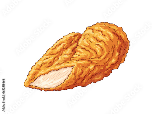 Fried chicken breast on a white background