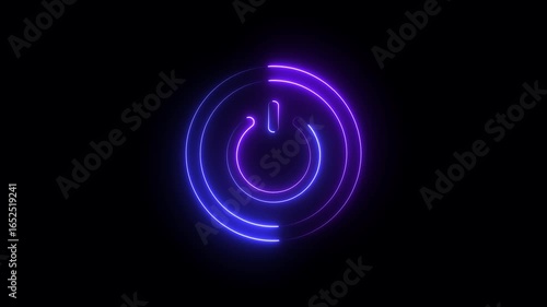power button icon animation glowing neon start up , shutdown screen turn on off button. .Power Button icon animation..