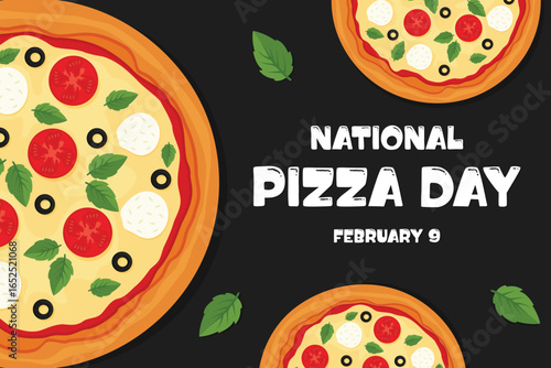 National Pizza Day flat vector illustration.