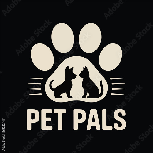 Pet pals silhouette design featuring puppy and kitten