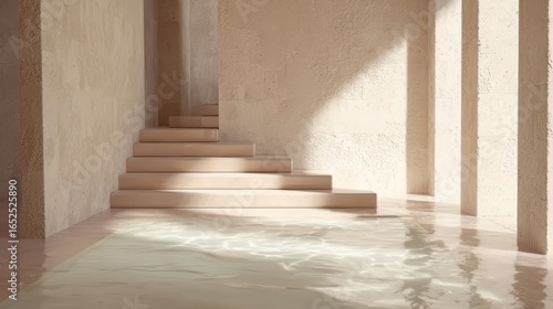 Contemporary Indoor Pool Area with Natural Stone Steps  Luxury Design for High-End Property Listings.