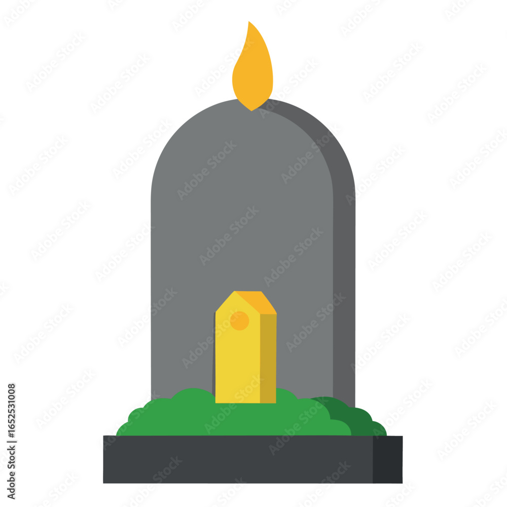 Obraz premium Spooky grey stone gravestone with flickering candlelight perfect for halloween celebrations and spooky themes